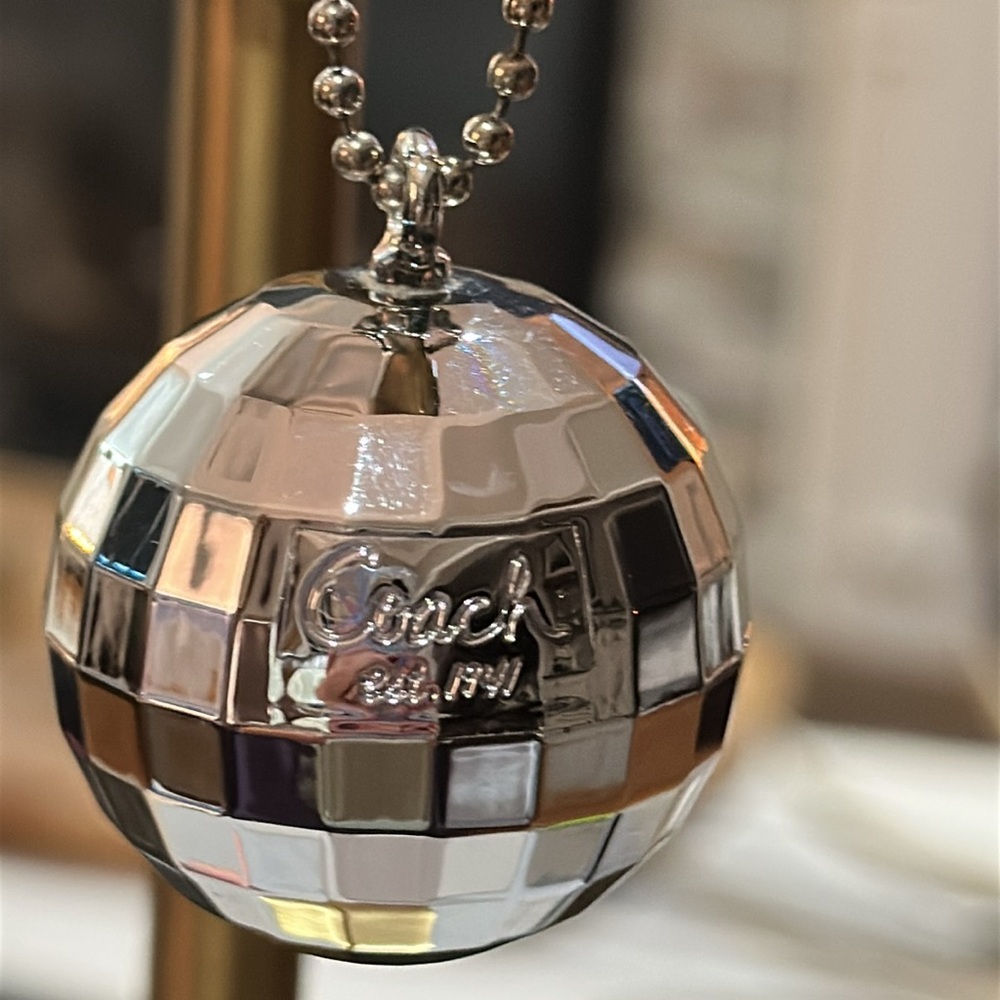 RARE Authentic Coach Disco Ball Bag Charm w/Metallic Patent Leather Hangtag - Picture 6 of 16